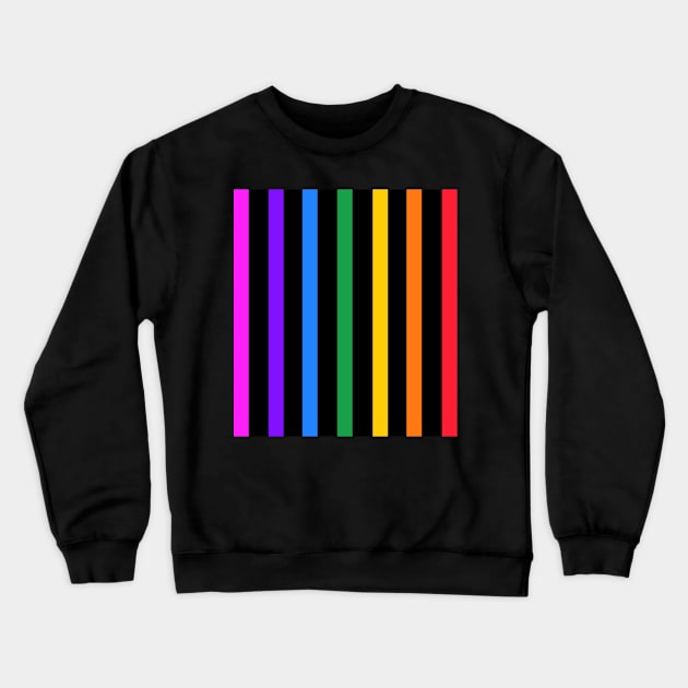 Vintage black and rainbow stripes - vertical Crewneck Sweatshirt by bettyretro